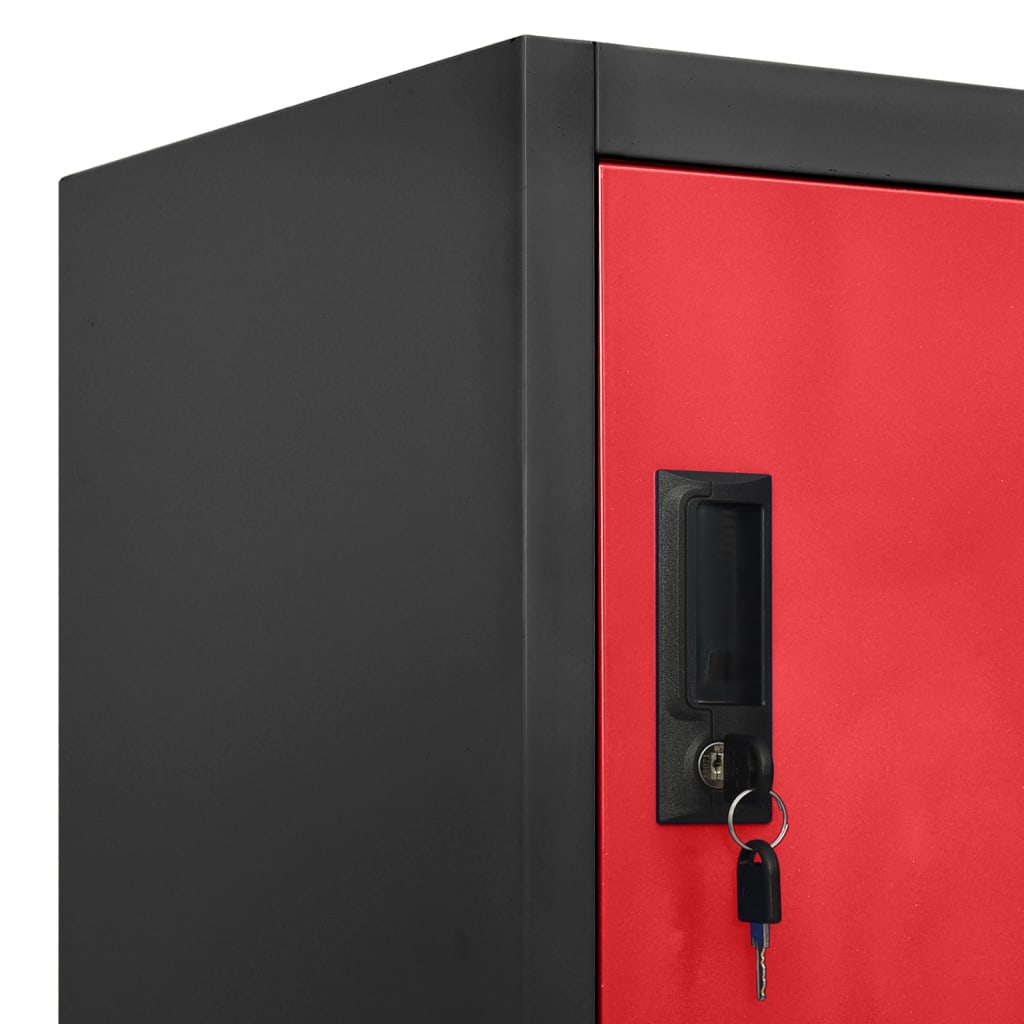 Armadietto con Serratura Antracite e Rosso 90x45x180cm Acciaio | homemem39