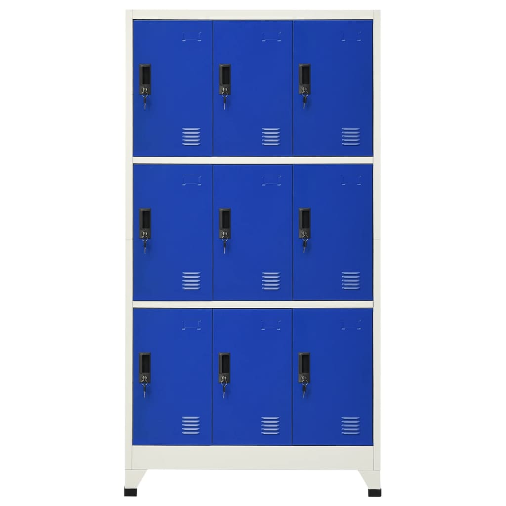 Armadietto con Serratura Grigio e Blu 90x45x180 cm in Acciaio | homemem39