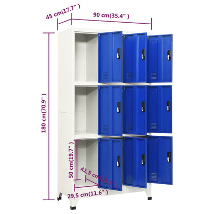 Armadietto con Serratura Grigio e Blu 90x45x180 cm in Acciaio | homemem39