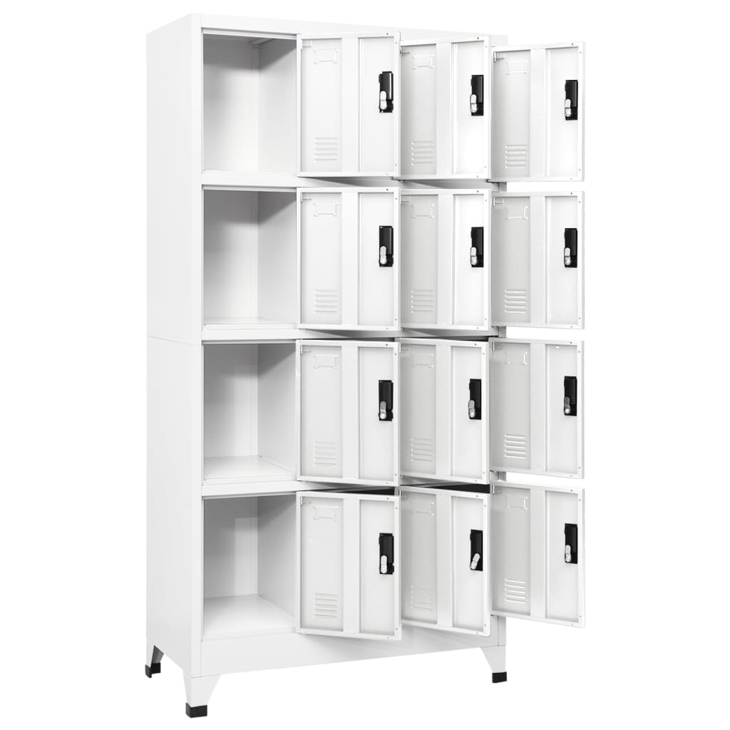 Armadietto con Serratura Bianco 90x45x180 cm in Acciaio | homemem39