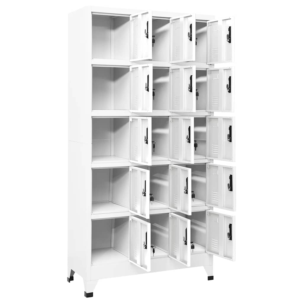 Armadietto con Serratura Bianco 90x40x180 cm in Acciaio | homemem39