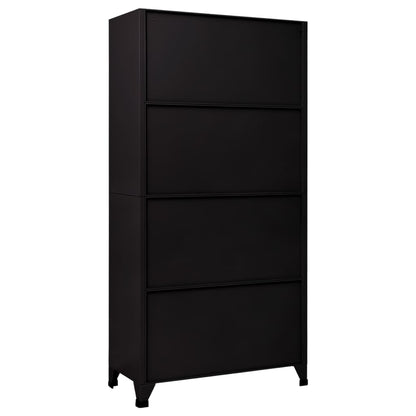 Armadietto con Serratura Nero 90x40x180 cm in Acciaio | homemem39