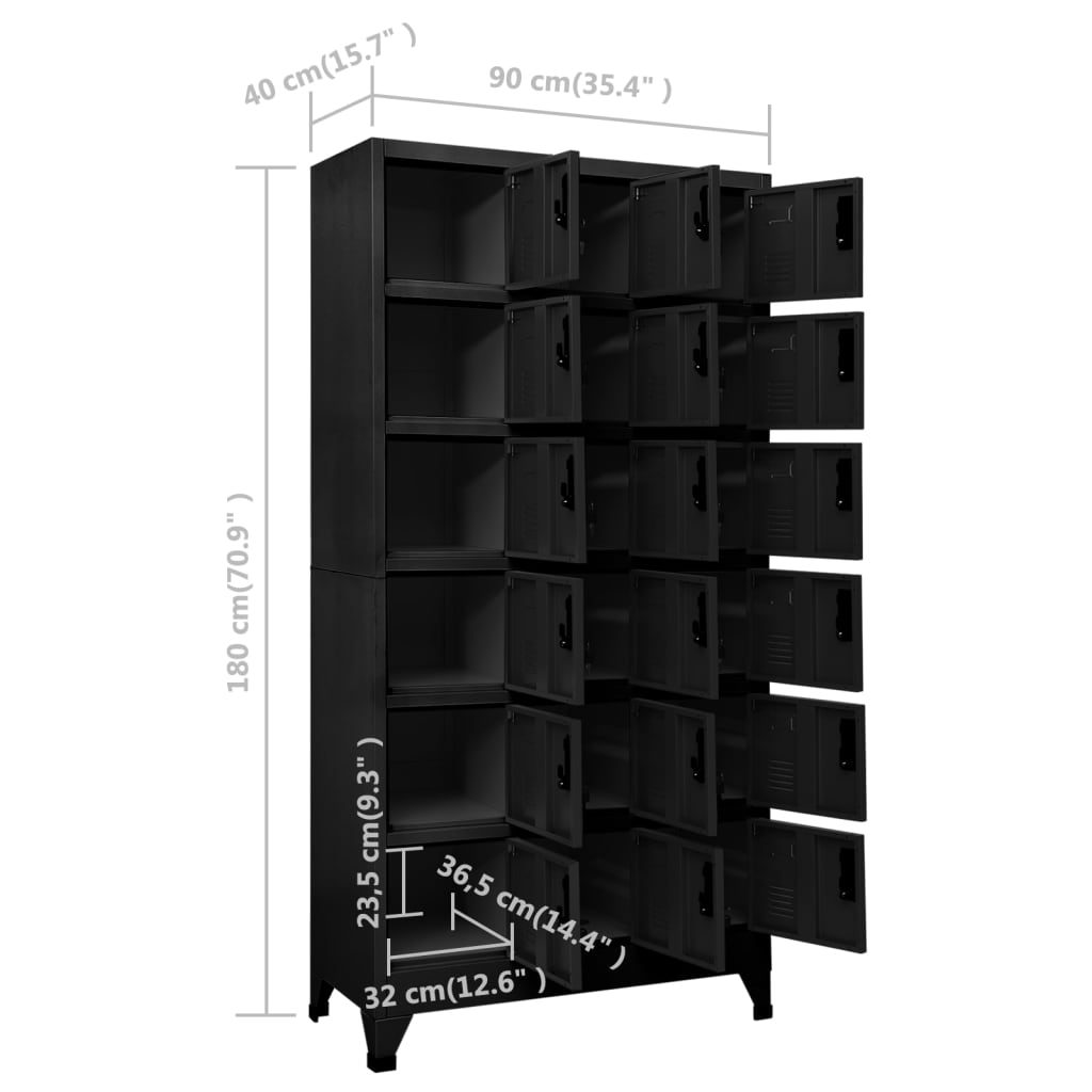 Armadietto con Serratura Nero 90x40x180 cm in Acciaio | homemem39