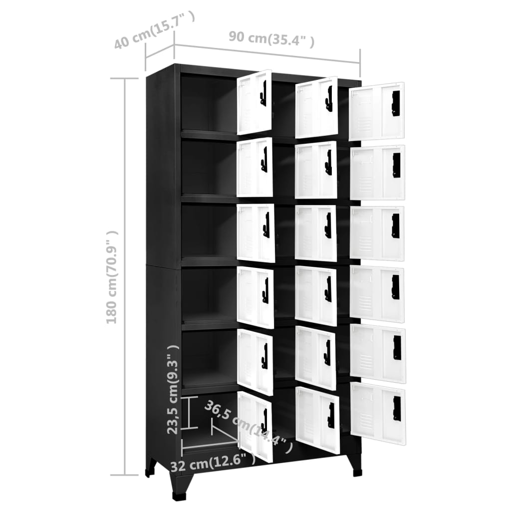 Armadietto con Serratura Antracite e Bianco 90x40x180cm Acciaio | homemem39