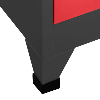 Armadietto con Serratura Antracite e Rosso 90x40x180cm Acciaio | homemem39