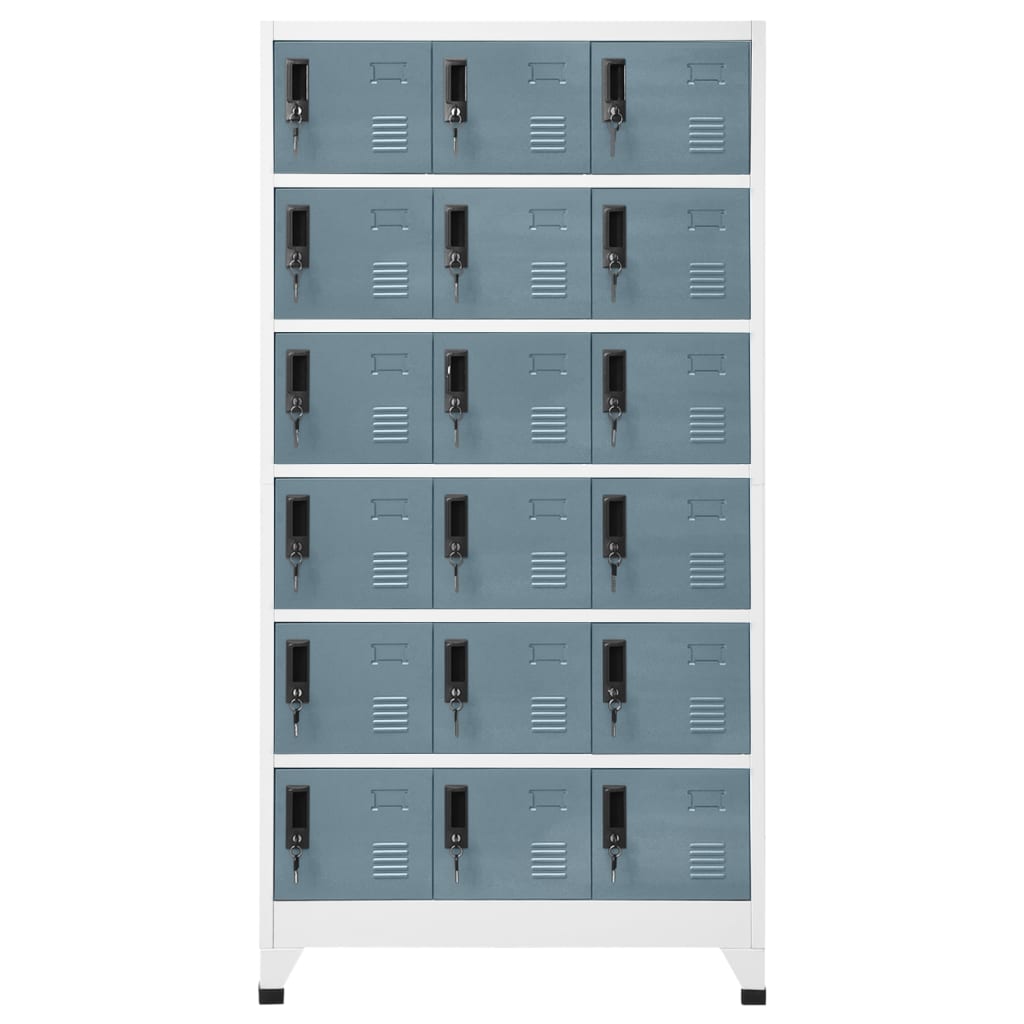 Armadietto con Chiave Grigio Chiaro e Scuro 90x40x180cm Acciaio | homemem39
