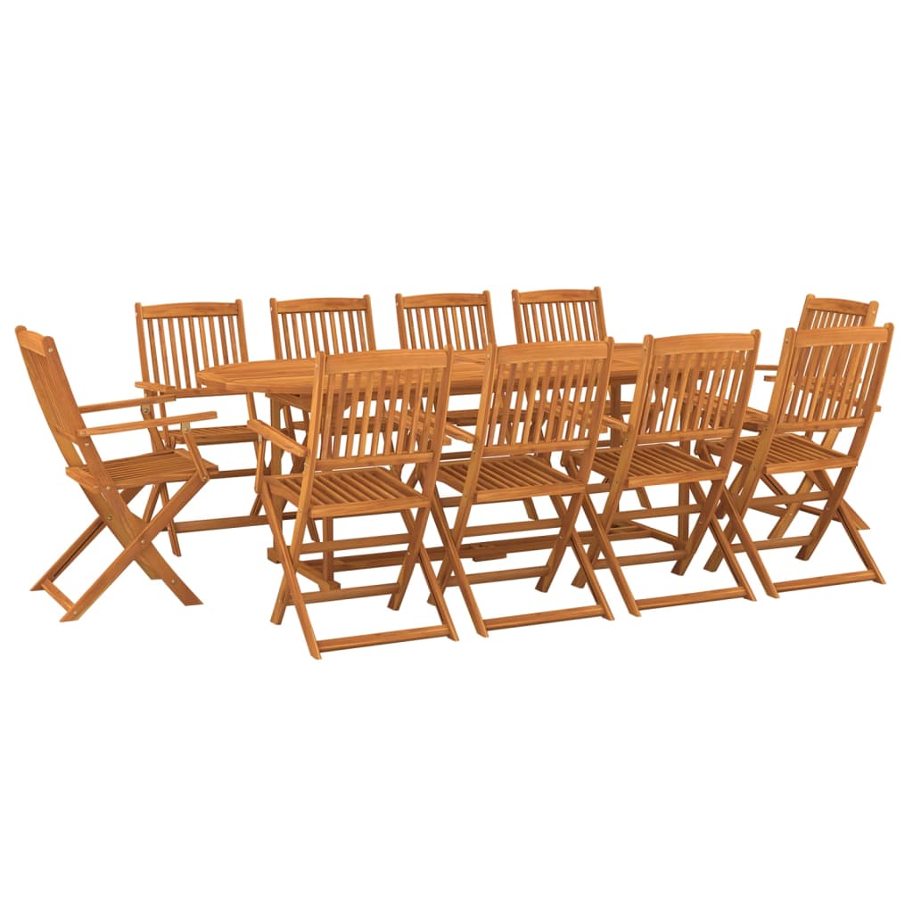 Set da Pranzo da Giardino 11 pz 220x90x75 cm Massello di Acacia - homemem39