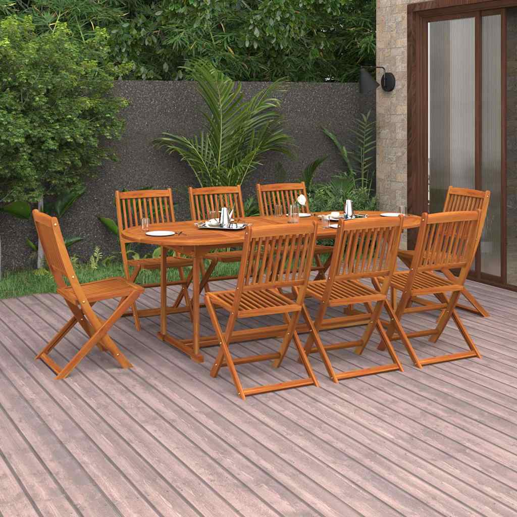 Set da Pranzo da Giardino 9 pz 220x90x75 cm Massello di Acacia