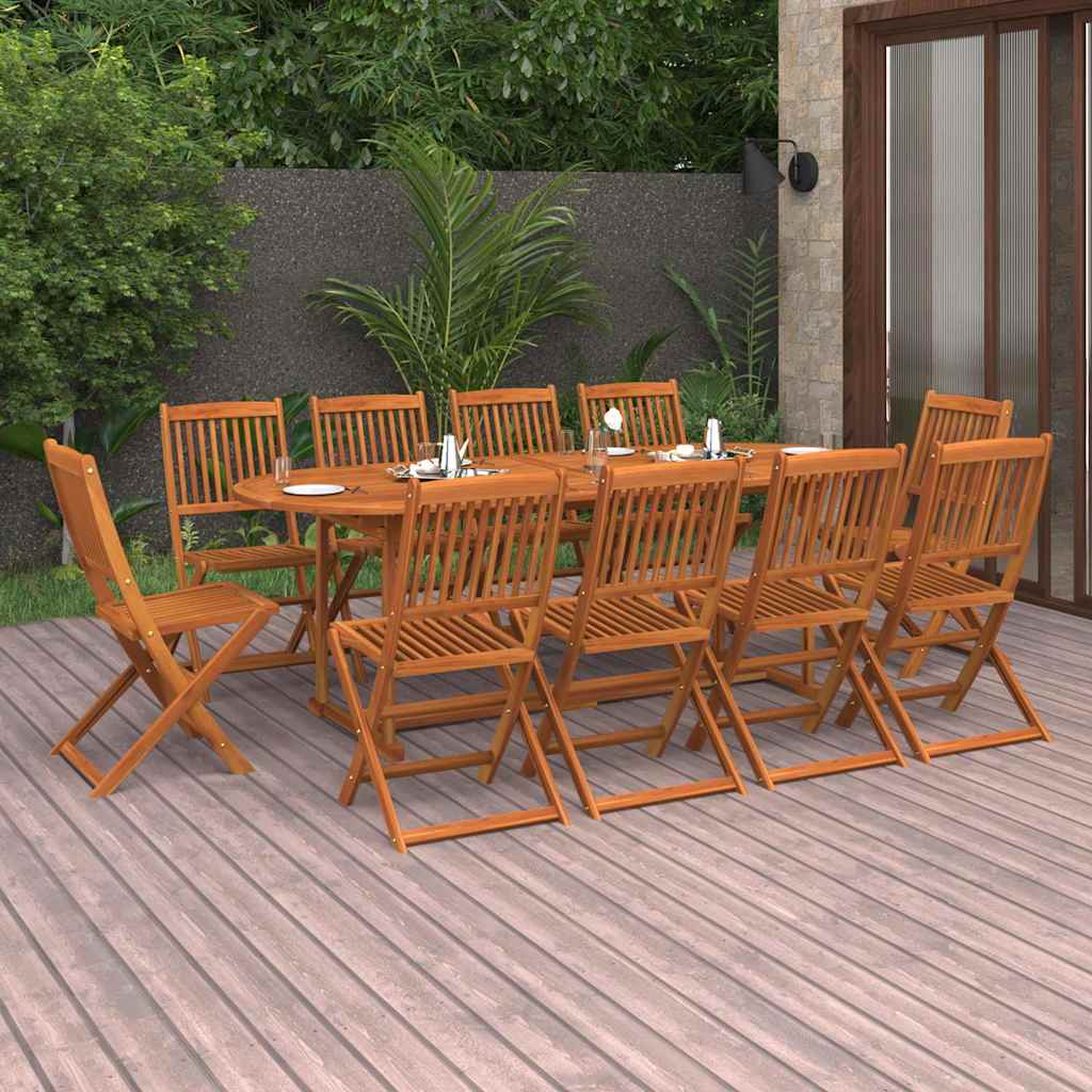 Set da Pranzo da Giardino 11 pz 220x90x75 cm Massello di Acacia
