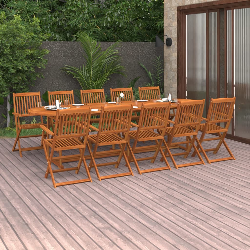 Set da Pranzo da Giardino 11 pz 280x90x75 cm Massello di Acacia - homemem39
