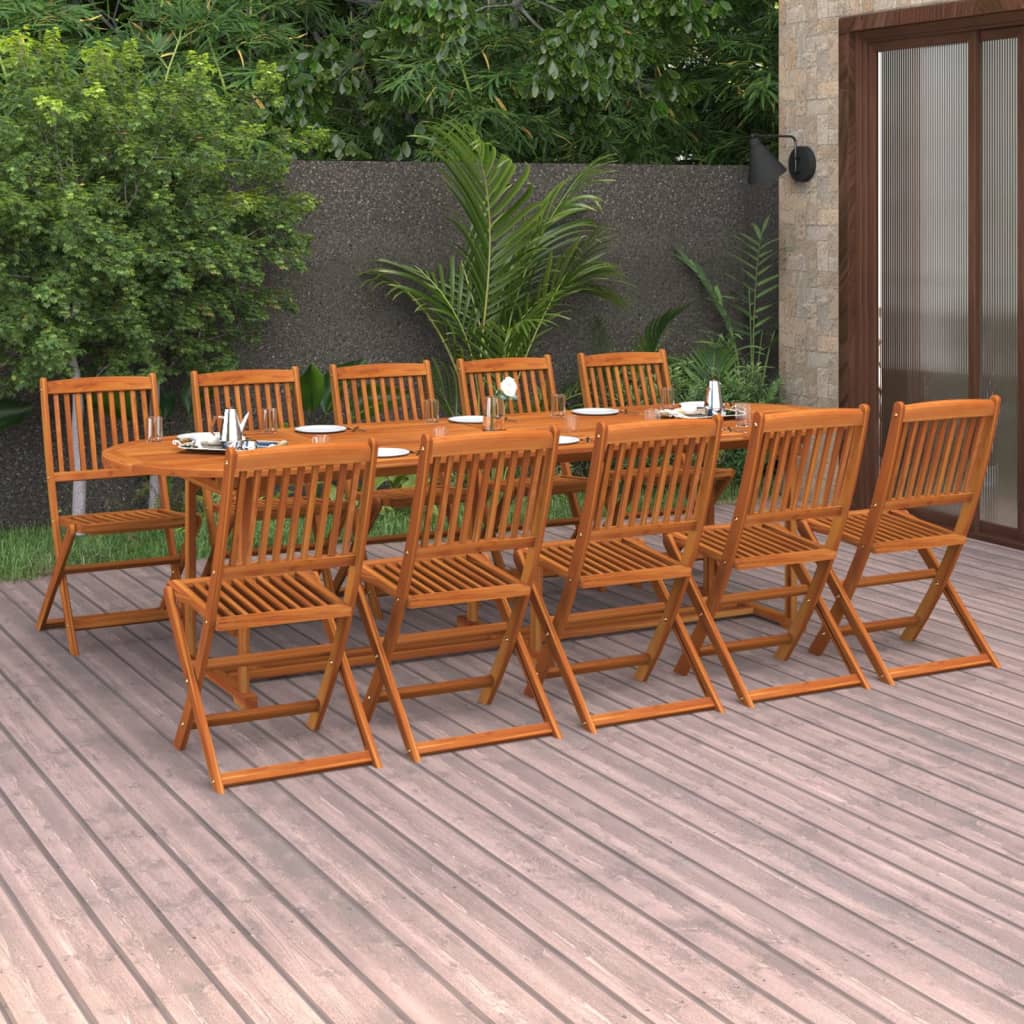 Set da Pranzo da Giardino 11 pz 280x90x75 cm Massello di Acacia - homemem39