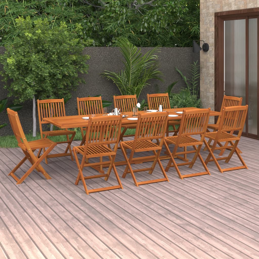 Set da Pranzo da Giardino 11 pz 280x90x75 cm Massello di Acacia | homemem39