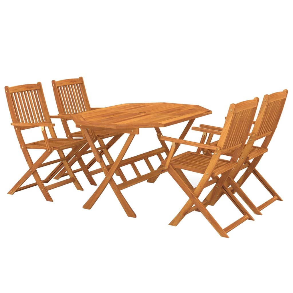 Set da Pranzo da Giardino 5 pz in Legno Massello di Acacia - homemem39