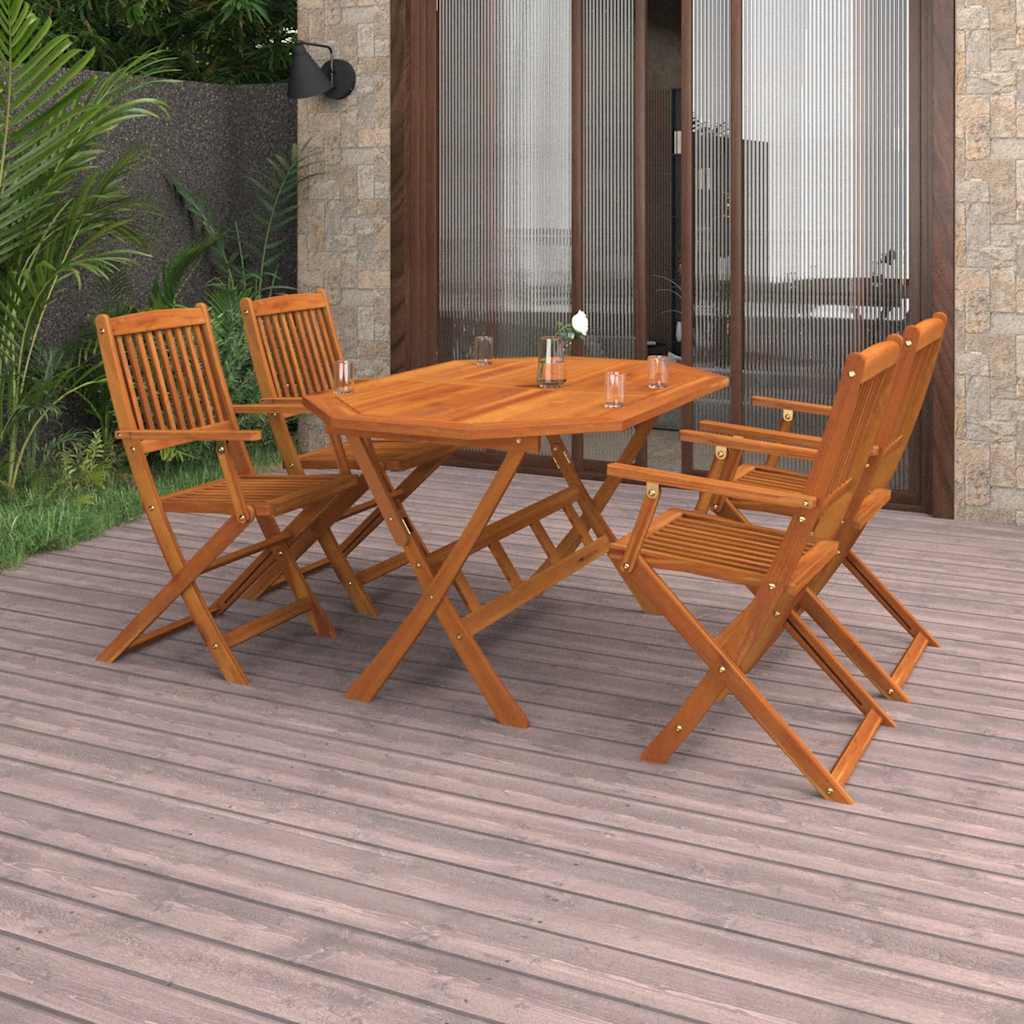 Set da Pranzo da Giardino 5 pz in Legno Massello di Acacia | homemem39