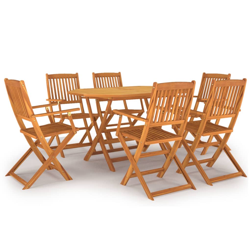 Set da Pranzo per Giardino 7 pz in Legno Massello di Acacia | homemem39