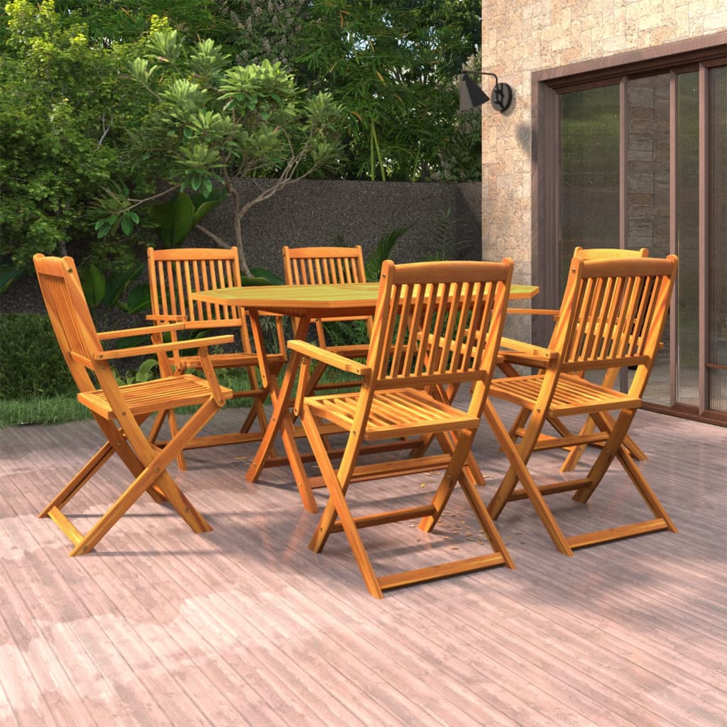 Set da Pranzo per Giardino 7 pz in Legno Massello di Acacia | homemem39