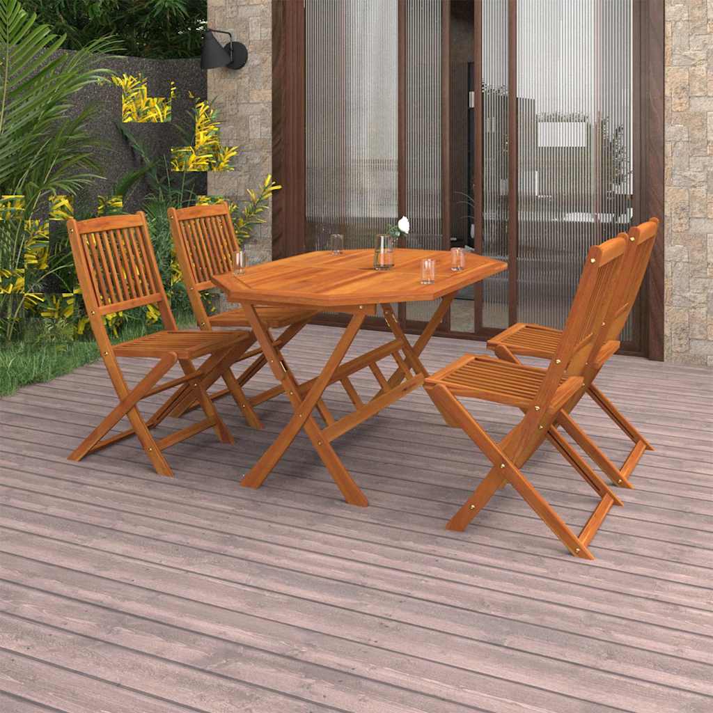 Set da Pranzo da Giardino 5 pz in Legno Massello di Acacia | homemem39