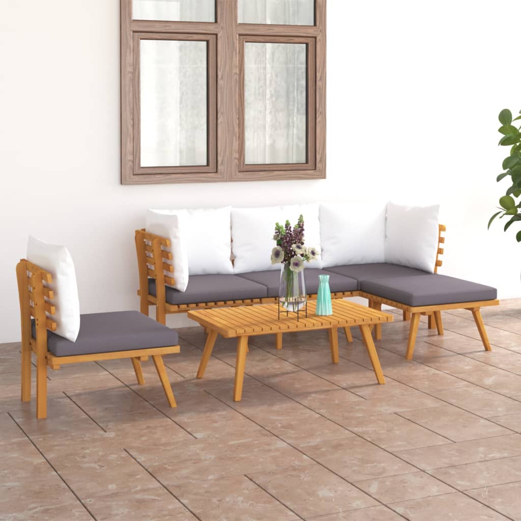 Set Divani da Giardino 6 pz con Cuscini in Massello di Acacia - homemem39