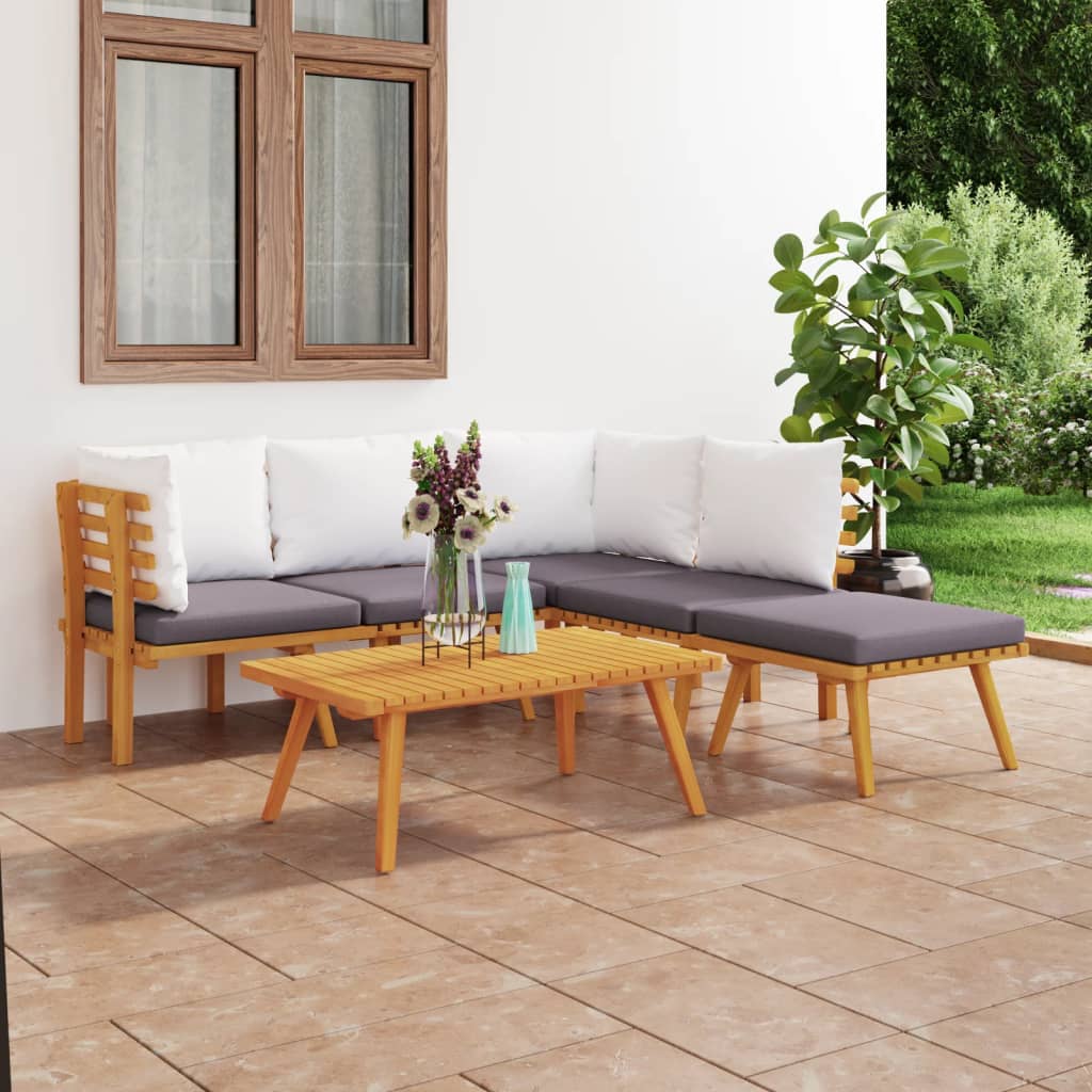 Set Divani da Giardino 6 pz con Cuscini in Massello di Acacia - homemem39