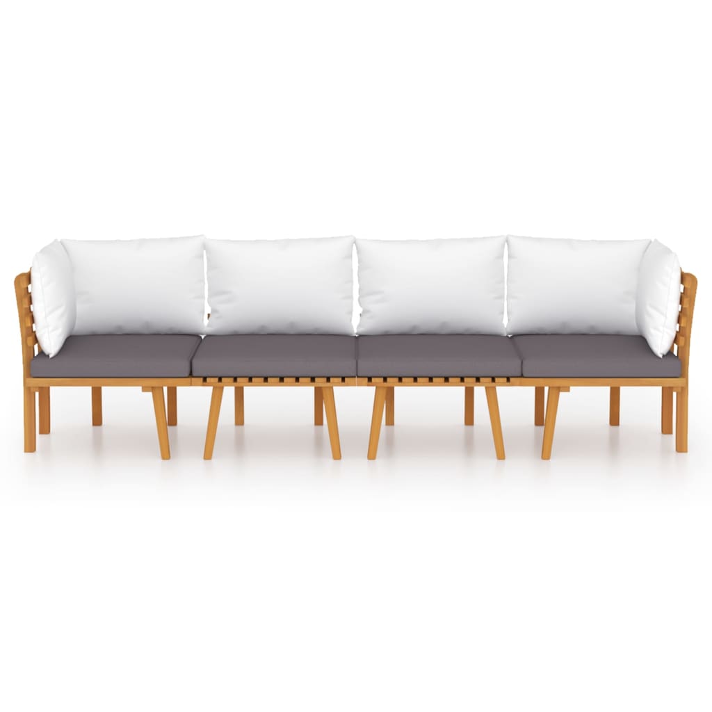 Set Divani da Giardino 4 pz con Cuscini in Massello di Acacia - homemem39