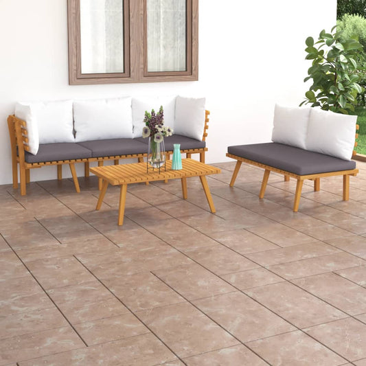 Set Divani da Giardino 5 pz con Cuscini in Massello di Acacia - homemem39