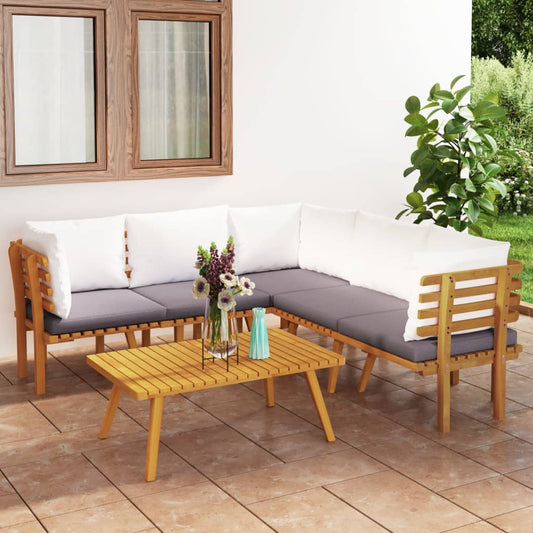 Set Divani da Giardino 6 pz con Cuscini in Massello di Acacia - homemem39