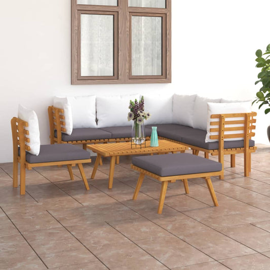 Set Divani da Giardino 8 pz con Cuscini in Massello di Acacia - homemem39