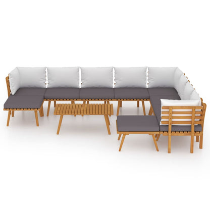Set Divani da Giardino 11 pz con Cuscini in Massello di Acacia - homemem39