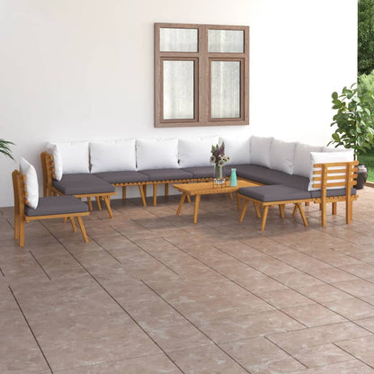 Set Divani da Giardino 12 pz con Cuscini in Massello di Acacia - homemem39