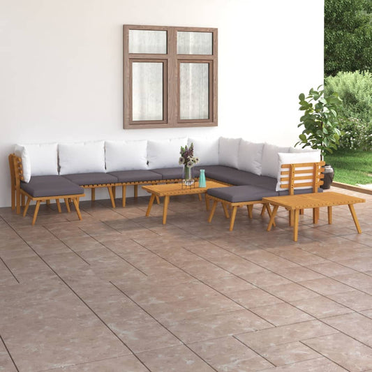 Set Divani da Giardino 12 pz con Cuscini in Massello di Acacia - homemem39