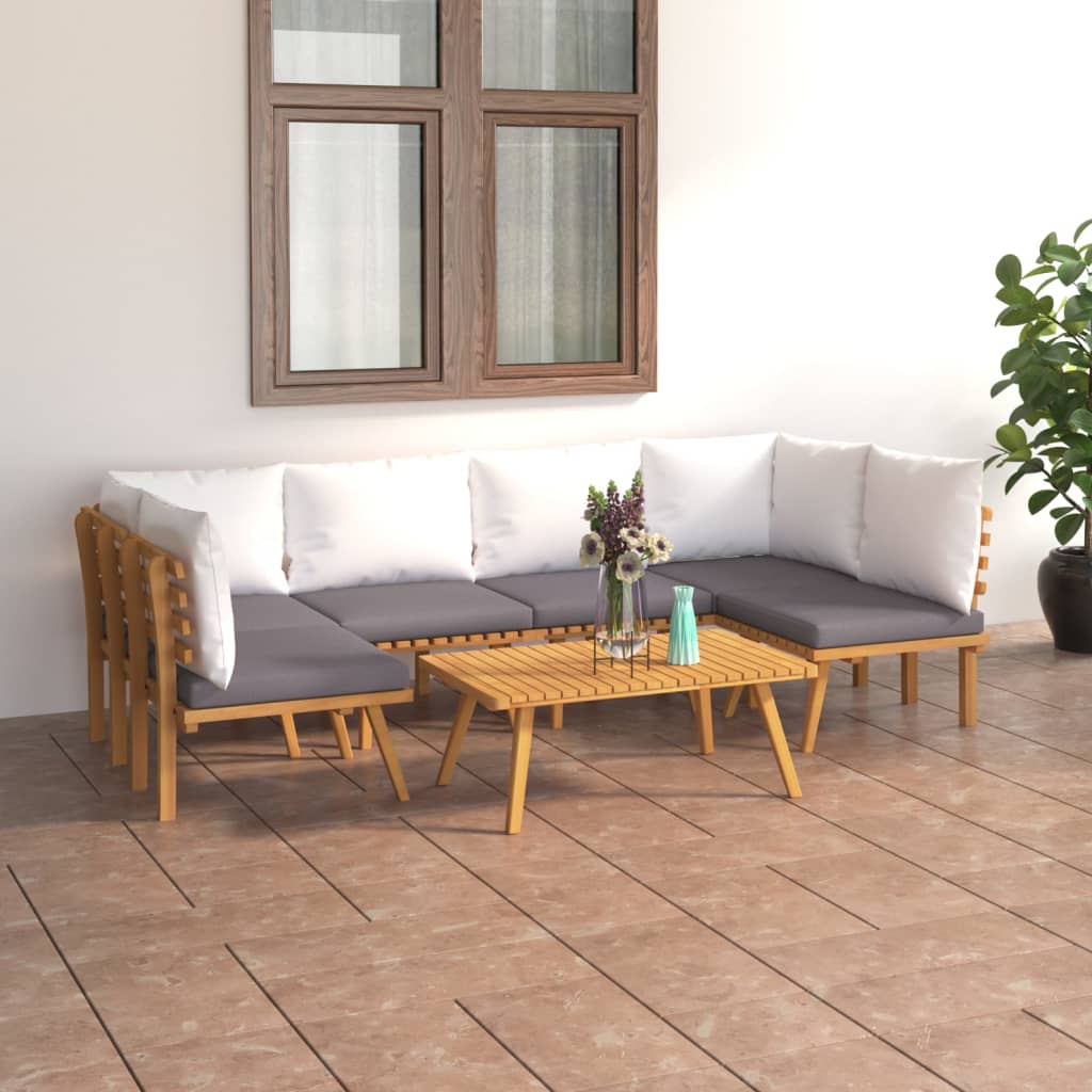 Set Divani da Giardino 7 pz con Cuscini in Massello di Acacia - homemem39