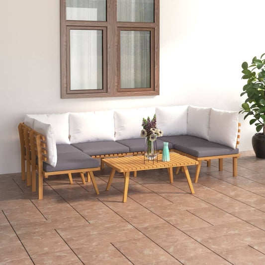 Set Divani da Giardino 7 pz con Cuscini in Massello di Acacia - homemem39