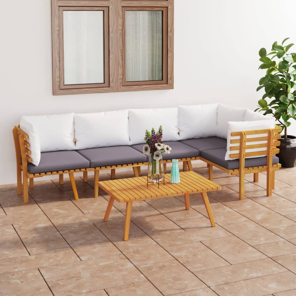 Set Divani da Giardino 6 pz con Cuscini in Massello di Acacia - homemem39