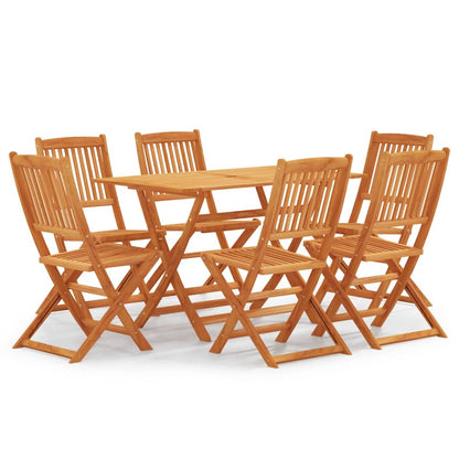 7-piece outdoor folding lunch set in solid eucalyptus