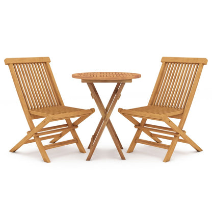 Set da Pranzo per Giardino 3 pz in Legno Massello di Teak