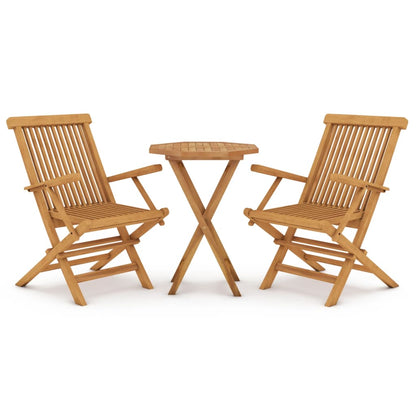 Set da Pranzo per Giardino 3 pz in Legno Massello di Teak