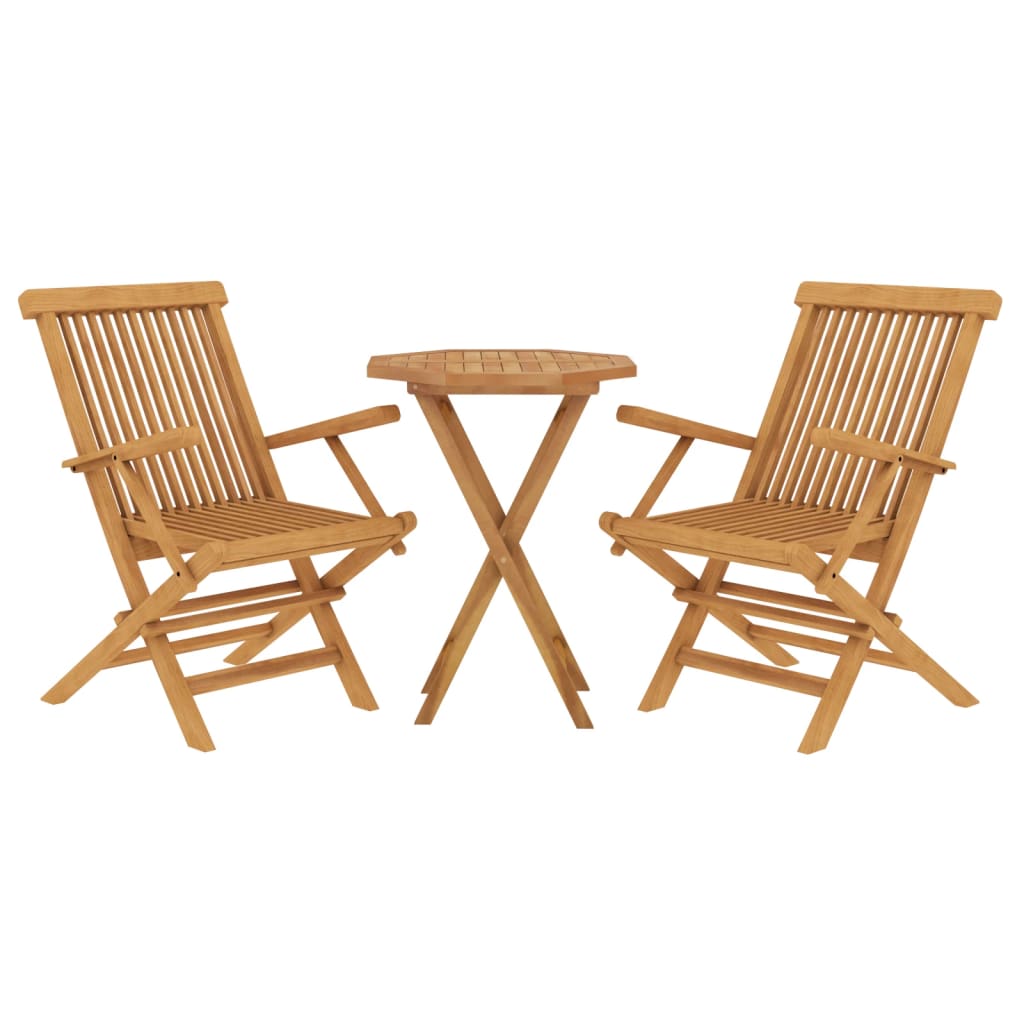 Set da Pranzo per Giardino 3 pz in Legno Massello di Teak