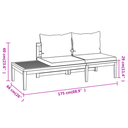 Set Divani Giardino 4 pz Cuscini Bianco Crema in Legno d'Acacia