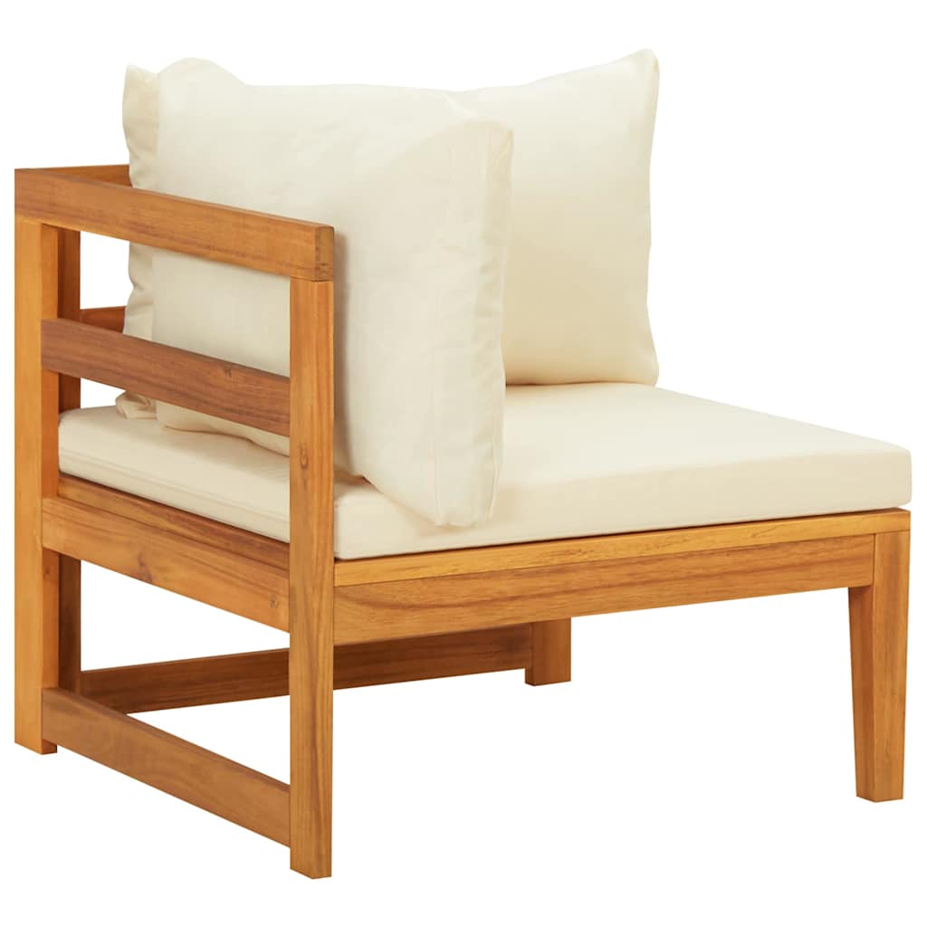 Set Divani Giardino 3 pz Cuscini Bianco Crema in Legno d'Acacia | homemem39