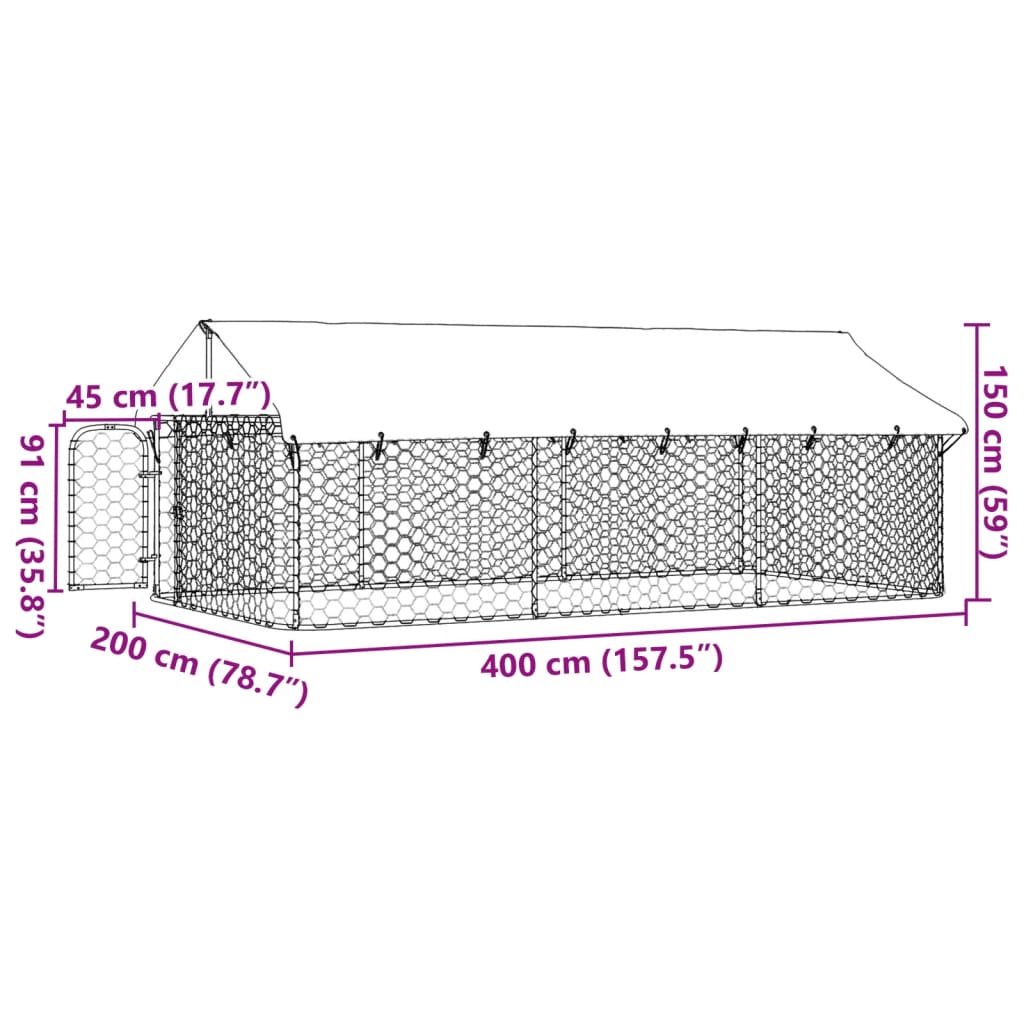 Gabbia per Cani da Esterno con Tetto 400x200x150 cm - homemem39