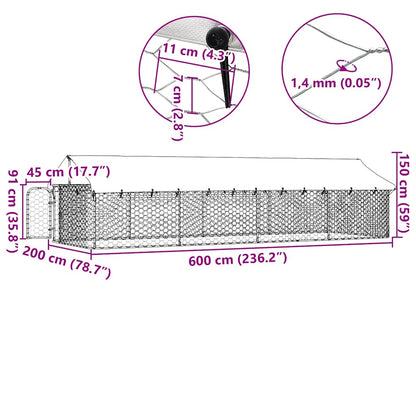 Gabbia per Cani da Esterno con Tetto 600x200x150 cm - homemem39