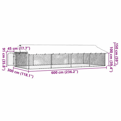 Gabbia per Cani da Esterno con Tetto 600x300x150 cm - homemem39