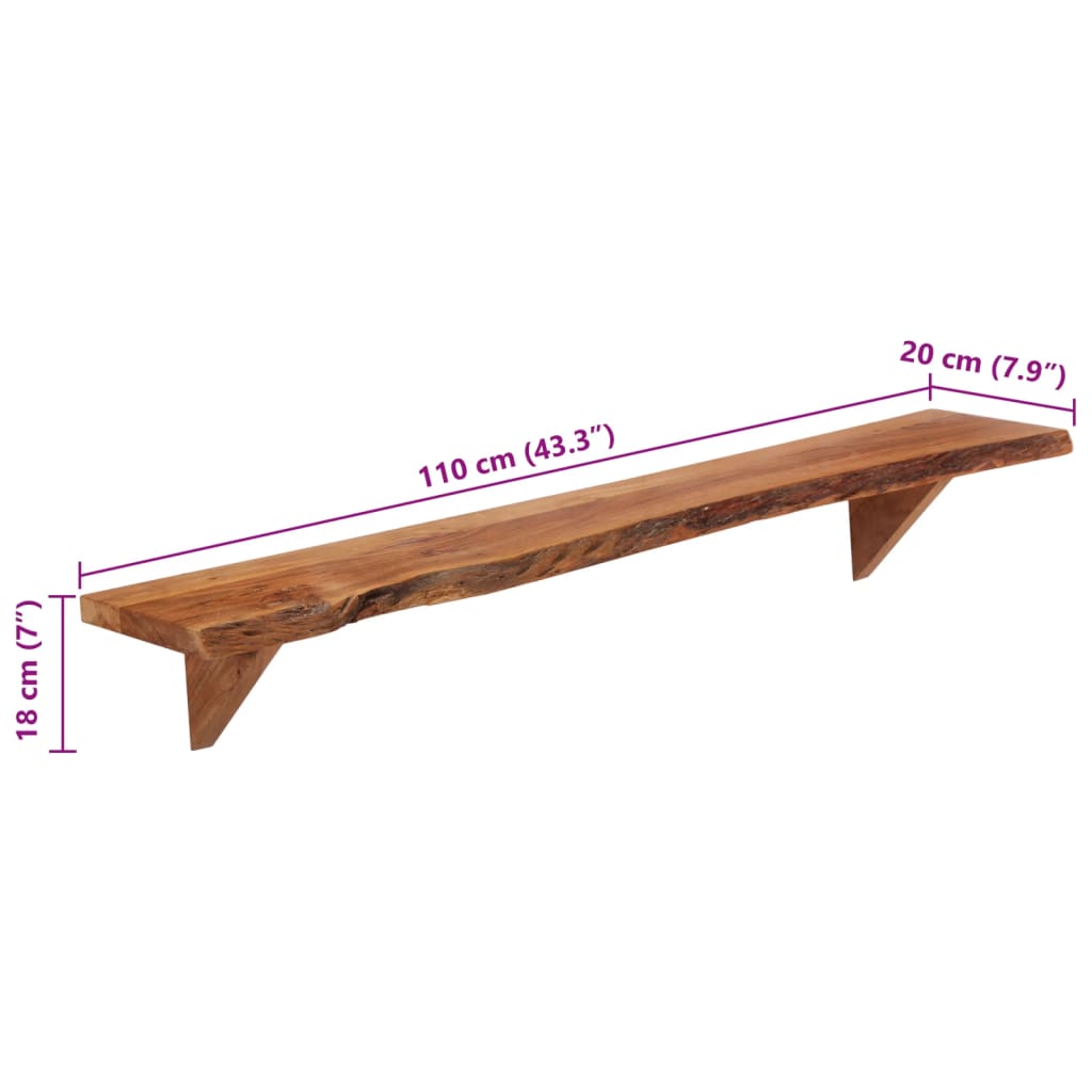 Mensole da Parete 2 pz 110x20x18 cm in Legno Massello di Acacia | homemem39