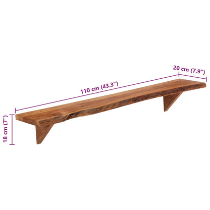 Mensole da Parete 2 pz 110x20x18 cm in Legno Massello di Acacia | homemem39