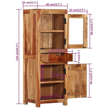 Credenza 40x34x110 cm in Legno Massello d'Acacia