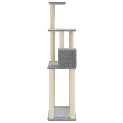 Albero per Gatti con Tiragraffi in Sisal Grigio Chiaro 147 cm - homemem39