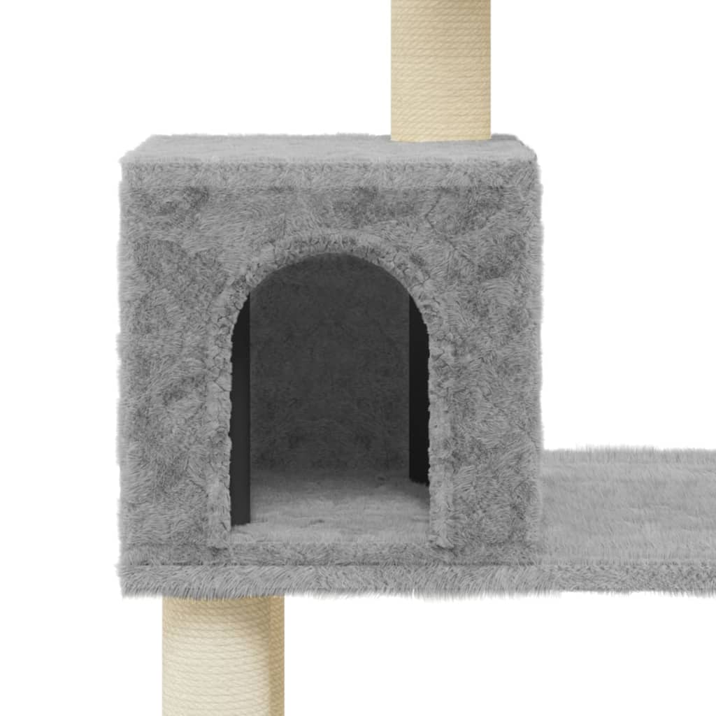 Albero per Gatti con Tiragraffi in Sisal Grigio Chiaro 147 cm - homemem39