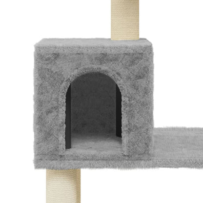 Albero per Gatti con Tiragraffi in Sisal Grigio Chiaro 147 cm - homemem39