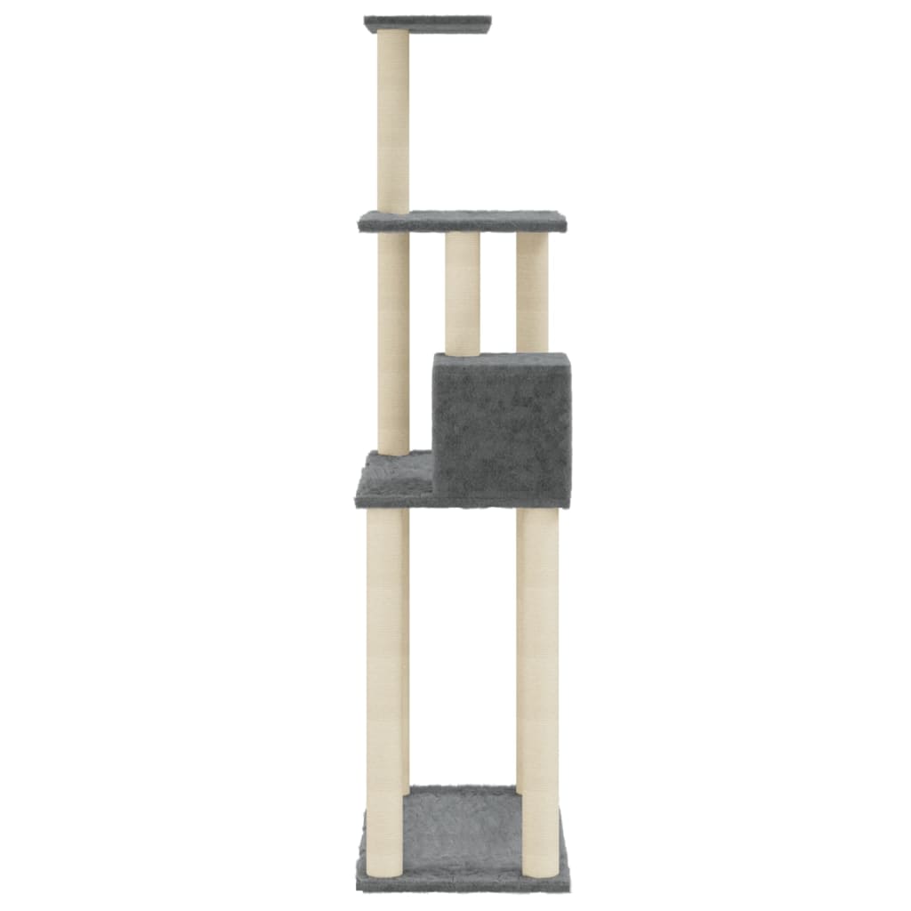 Albero per Gatti con Tiragraffi in Sisal Grigio Scuro 147 cm | homemem39