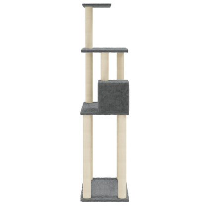 Albero per Gatti con Tiragraffi in Sisal Grigio Scuro 147 cm | homemem39